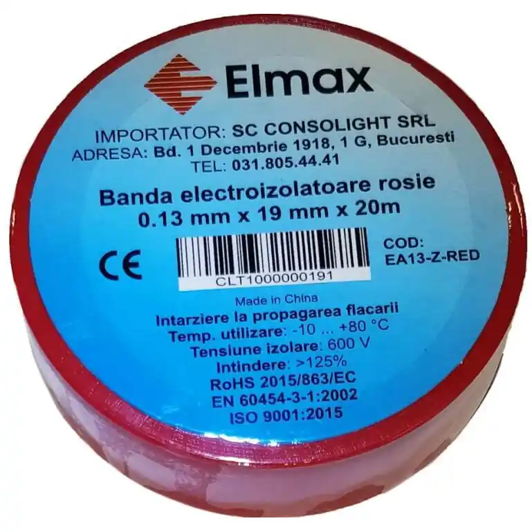 Banda izolatoare elmax 0.13x19mmx20m red - rosie Promoție