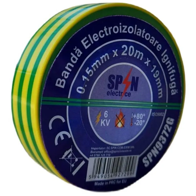 Banda izolatoare 20m SPN9372G galben-verde Spin Livrare expres