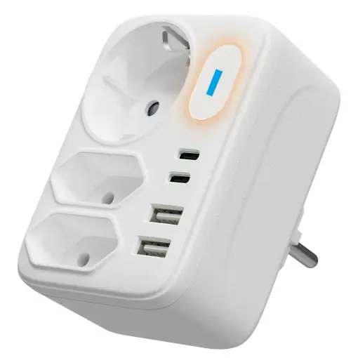 Adaptor Priza Gelux cu 7 conexiuni si intrerupator Retur ușor