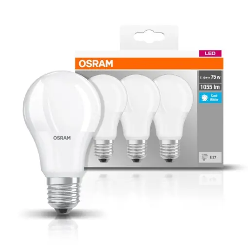 3 Becuri LED Osram Base Classic A, E27, 10W (75W), 1055 lm, lumina neutra (4000K) Cumpără online