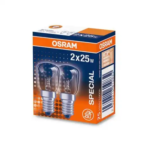 2 Becuri incandescente pentru cuptor Osram T26, E14, 25W, 160 lm, luminacalda (2700K), clasa energetica G Preț redus