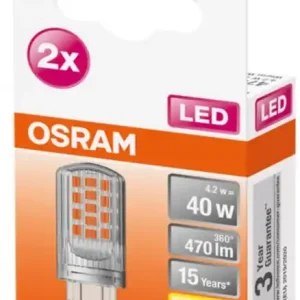 2 Becuri LED Osram PIN, G9, 4.2W (40W), 470 lm, lumina calda (2700K) Ofertă exclusivă