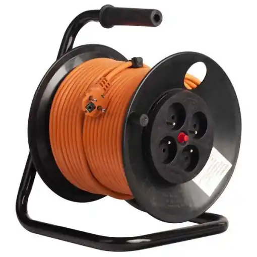 Vezi acum Derulator cu tambur Bachmann, 4prize, 50m, fisa Schuko dreapta ,protectii: suprasarcina, contact, termica, culoare portocalie