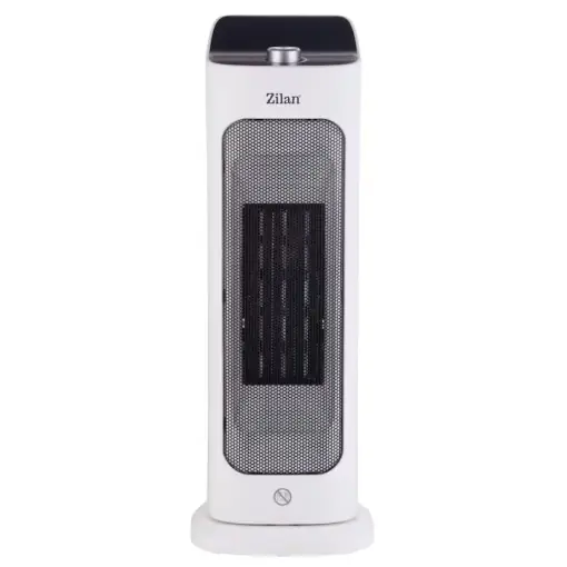 Aeroterma turn, ceramica, 2000 W, 2 trepte incalzire, cu oscilatie, termostat reglabil, ZLN-2038, Zilan, Alb Premium