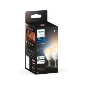 2 Becuri LED inteligente Philips Hue P45, Bluetooth, E14, 5.1W, 470 lm ,lumina alba (2000-6500K) Reducere