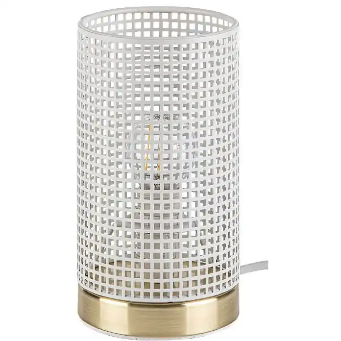 Veioza din metal auriu e14 cu abajur alb ip20 intrerupator pe cablu boogie 3179 Rabalux Ofertă specială