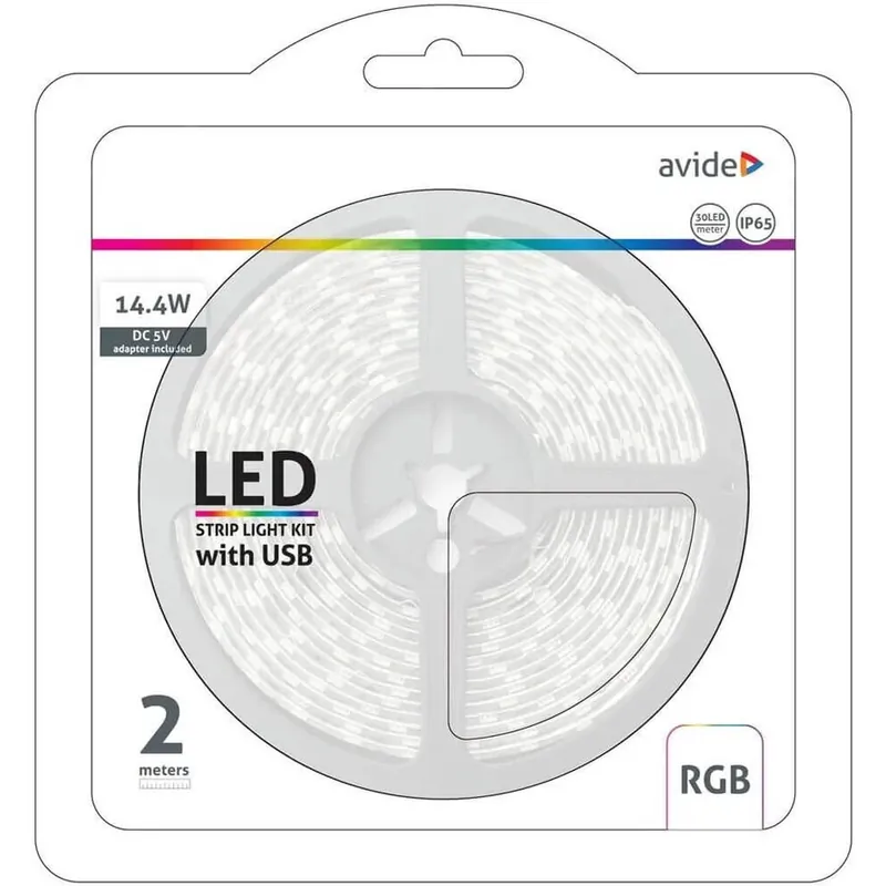 Banda led 5v 7.2w smd5050 30led rgb ip65 2m ABLSBL5V5050-30RGB65 Avide Discount