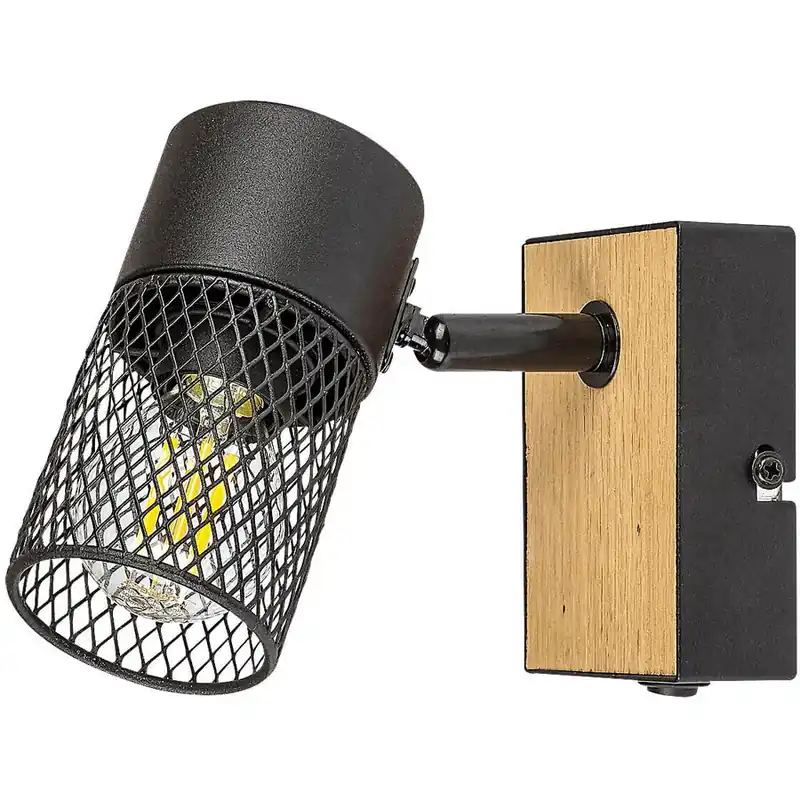 Aplica de perete pentru interior metal/lemn de stejar cu abajur din metal negru 1x40w ip20 metta 71151 Rabalux Cel mai bun preț