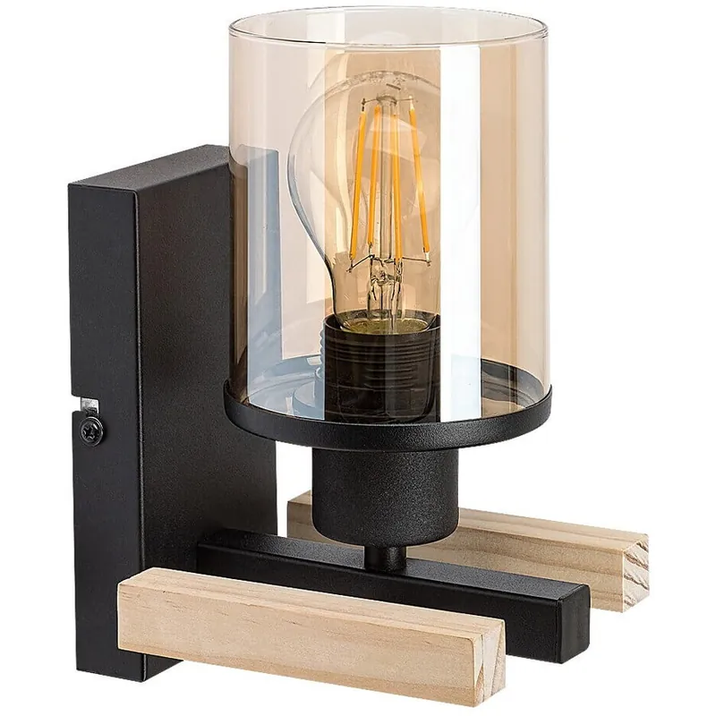 Cel mai vândut Aplica de perete pentru interior metal/lemn negru cu abajur din sticla 1x25w ip20 niylah 71080 Rabalux