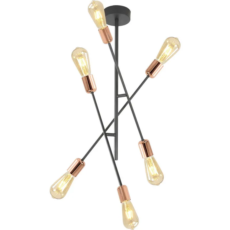 Plafoniera straight6 6xe27 cupru+negru KL106005 Klausen Plată securizată