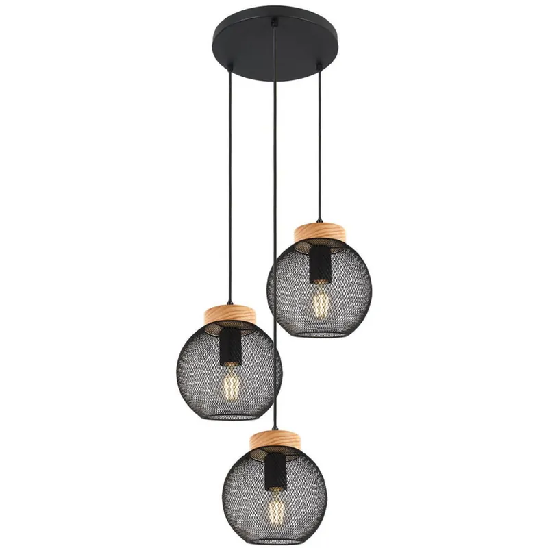 Disponibil imediat Suspensie matroz 3xe27 negru+natur KL113013 Klausen