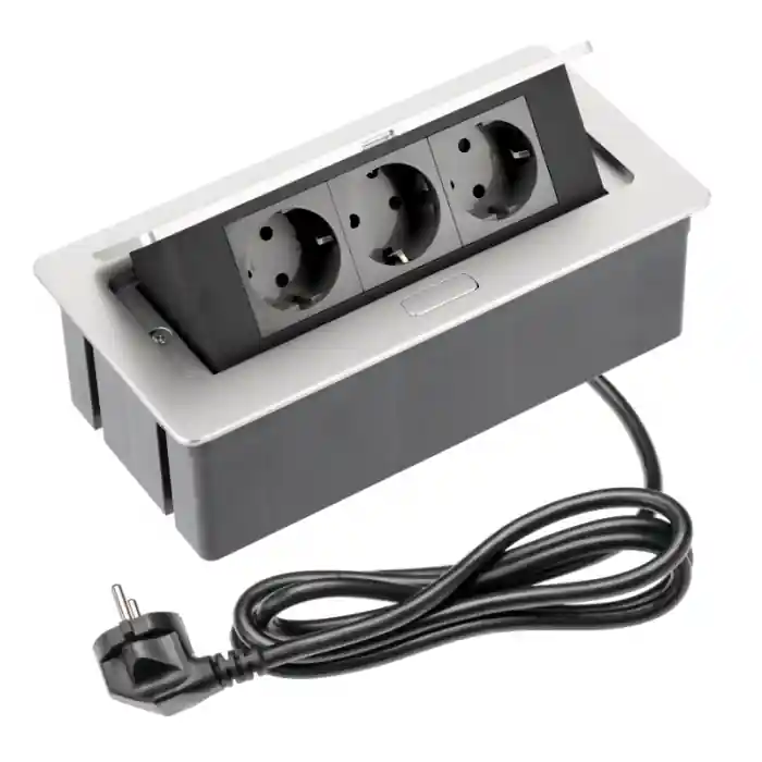 Vezi acum! Priza incorporabila in blat Soft, cu 3 prize Schuko, finisaj aluminiu Reducere specială