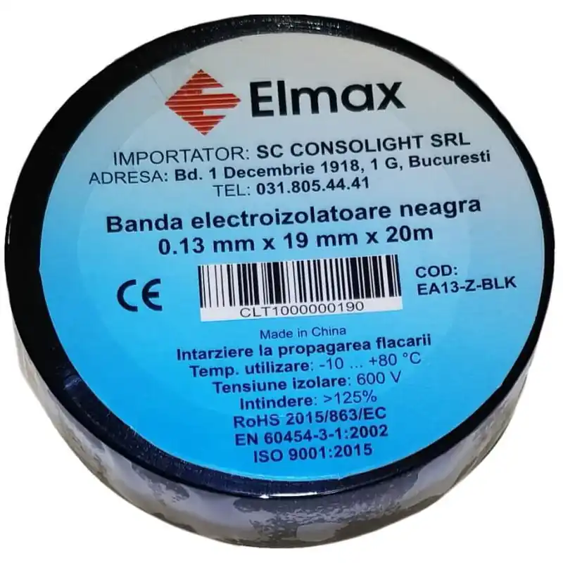 Banda izolatoare elmax 0.13x19mmx20m blk - neagra Bestseller