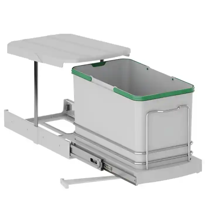 Chilipir Cos de gunoi incorporabil S-2573-G, glisant, cu extragere automata, pentru corp de 400 mm, 16 litri, gri