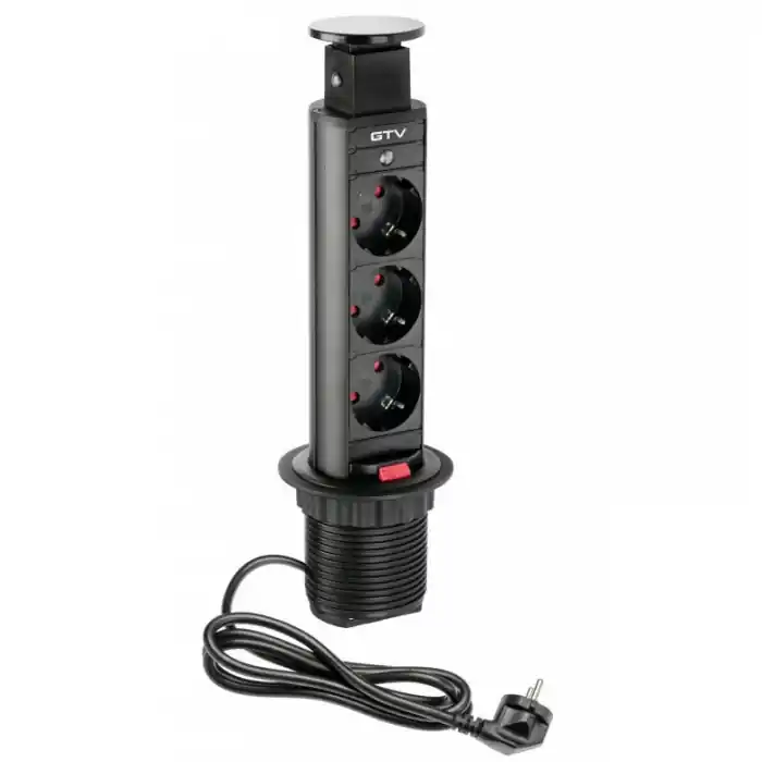 Vezi aici! Priza incorporabila elevator, 3 prize Schuko, negru Noutate