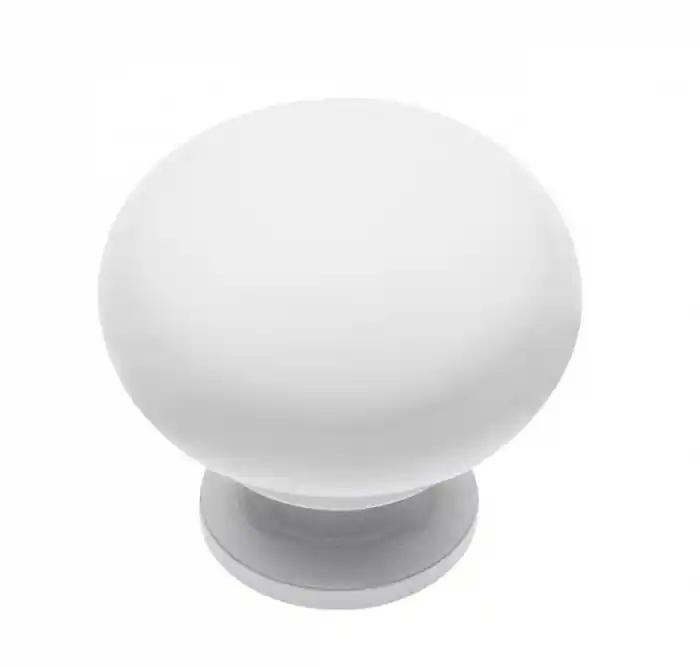 Buton pentru mobila Berga, finisaj alb lucios GT, D:32.5 mm Plată sigură