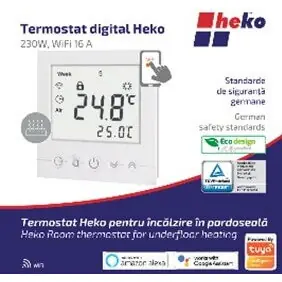 Ofertă limitată Termostat digital smart wifi 16a 230v 0230 Heko