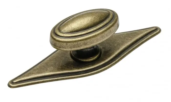 Buton pentru mobila WP-1152, finisaj alama antichizata GT, L:78 mm Plată securizată