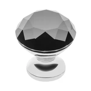 Cel mai bun preț Buton pentru mobila cristal CRPB, finisaj crom lucios+cristal negru GT, D:25 mm