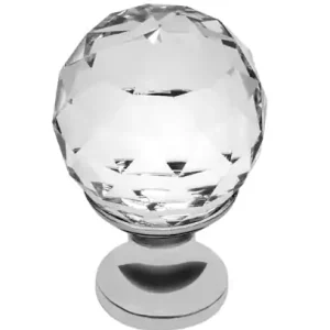 Chilipir Buton pentru mobila cristal CRPA, finisaj crom lucios+cristal transparent GT, D:30 mm