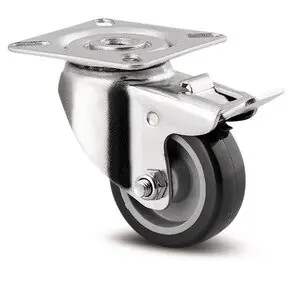 Retur gratuit Roata pivotanta cu frana otel/cauciuc siliconic 50mm/40kg cu placa 1475-PAO050-P40 Tente