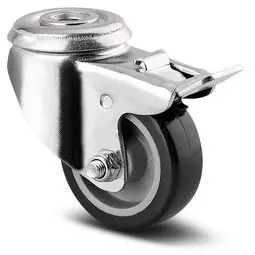 Plată securizată Roata pivotanta cu frana otel/cauciuc siliconic 50mm/40kg cu alezaj 1475-PAO050-P30 Tente