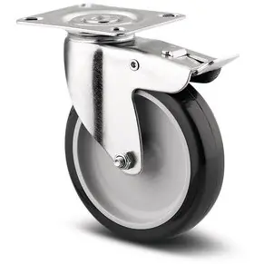 Roata pivotanta cu frana otel/cauciuc siliconic 50mm/60kg cu placa 1477-PAO075-P40 Tente Noutate