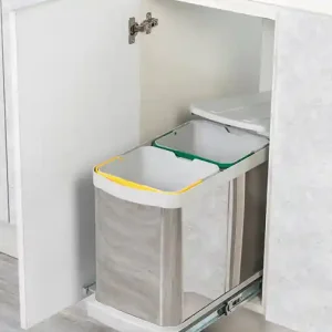 Cos de gunoi incorporabil din otel inoxidabil S2396, colectare selectiva, cu extragere automata, cu doua recipiente 12+12 litri Reducere specială