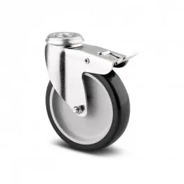 Retur ușor Roata pivotanta cu frana otel/cauciuc siliconic 100mm/40kg cu placa alezaj 1477-PAO100-P30AA-B12 Tente