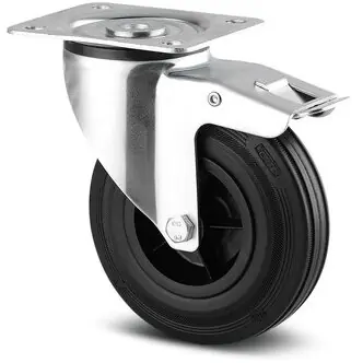 Reducere specială Roata pivotanta cu frana otel/cauciuc 80mm/70kg cu placa 3477-DVR080-P62 Tente