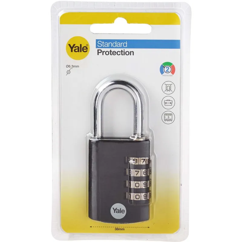 Yale Lacat aluminiu cifru 38mm negru YE3CB/38/131/1/BK Reduceri