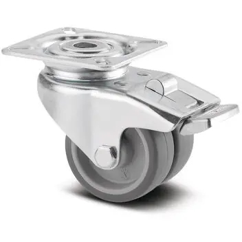 Roata dubla pivotanta cu frana otel/cauciuc 50mm/70kg cu placa 2975-PJO050-P40 Tente Premium