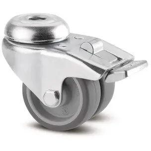 Chilipir Roata dubla pivotanta cu frana otel/cauciuc 50mm/70kg cu alezaj 2975-PJO050-P30 Tente