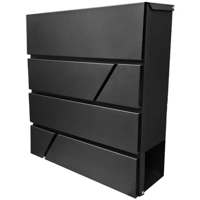 FERROBRAND Cutie postala moderna 370x370x105 pt exterior 3in1 suport ziare/reviste/scrisori din otel galvanizat vopsit electrostatic gri antracit 2 chei dibluri montaj cod CP12 Preț promoțional