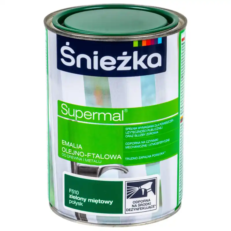 Vezi acum Śnieżka Supermal 0,8 l email ulei-ftalic verde mentă lucios