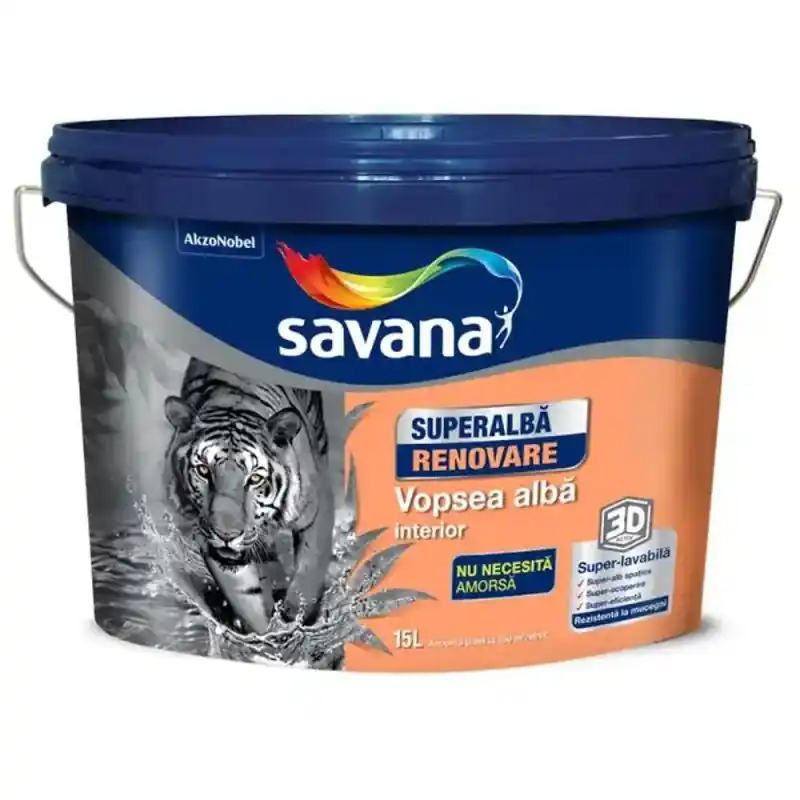 Vopsea Super-Lavabila, 15 l, Interior, Savana Superalba Renovare - Trada Marketplace Super ofertă