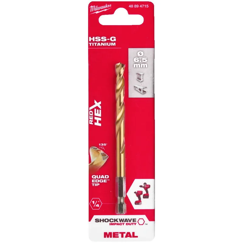 Nu rata Milwaukee Burghiu metal HSS-titan red hex 1/4'' 6.5x63x107 mm 48894715