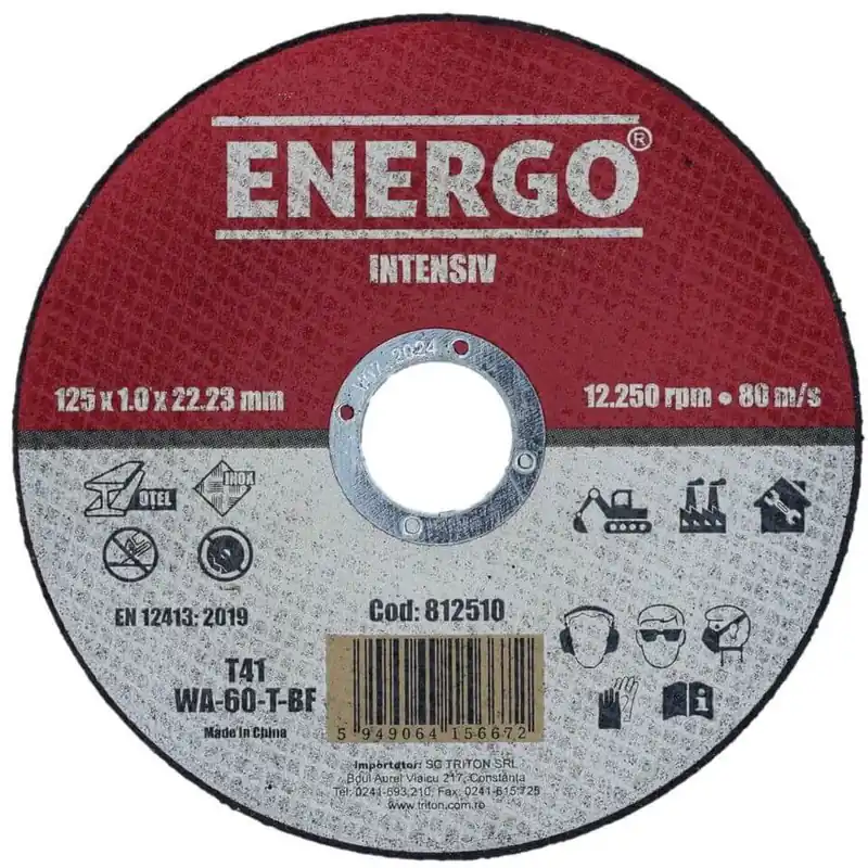 Reduceri Disc abraziv taiere intensiv 125x22.2x1.0mm WA60T tip-41 inox otel set 10 bucati Energo ZZ