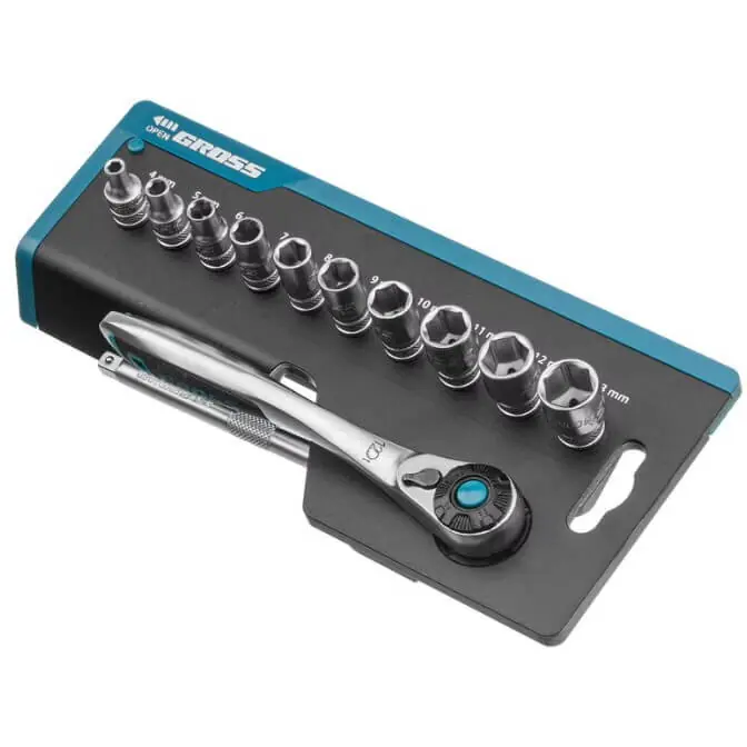 Set capete tubulare clichet 120 dinti 12 piese 1/4 crv 14141 Gross Preț mic