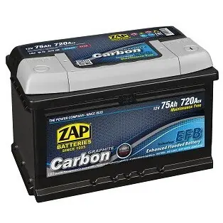 ZAP Baterie auto carbon EFB 12V 75AH Plată securizată
