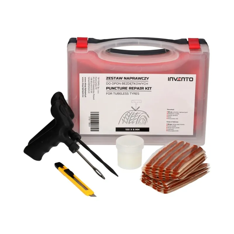 Trusă de reparare a anvelopelor într-o cutie de transport (cordon de 102 mm, instrument de inserare, aplicator, cuțit, lubrifiant) Livrare gratuită